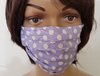 Mund- und Nasenmaske umweltfreundlich, Bauwollstoff waschbar,einlagig, pastell lila/ weiße Punkte